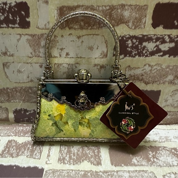 inc classic style Handbags - Classical Style Yellow and Silver Clutch Metal mini Bag